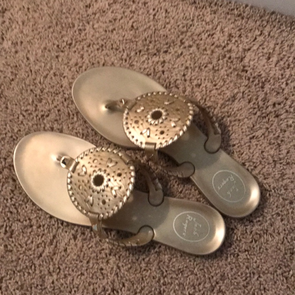 Jack Rogers worn twice Gold jelly slides 💞